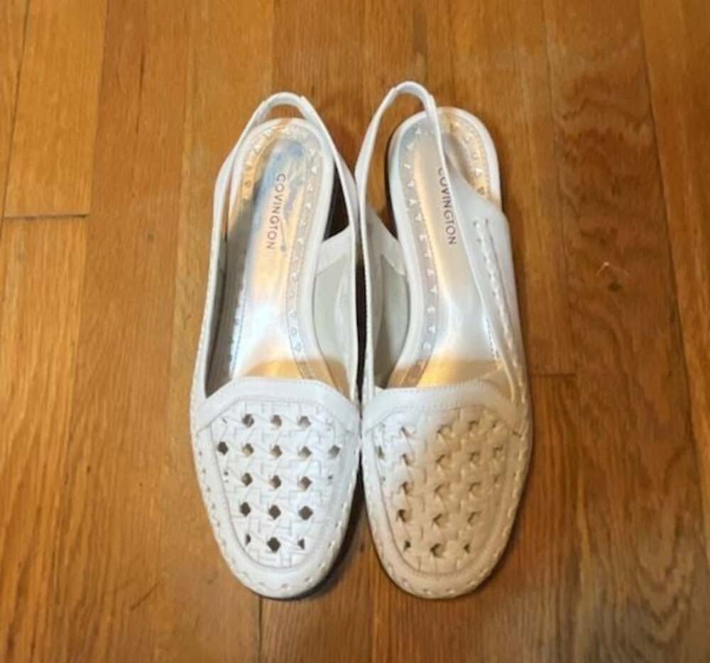 Covington White Woven Slingback Flats